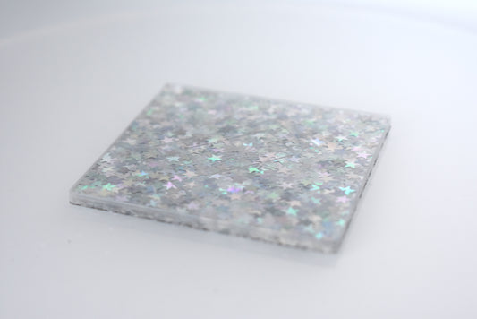 1/8" Holographic Stars Embedded Cast Acrylic